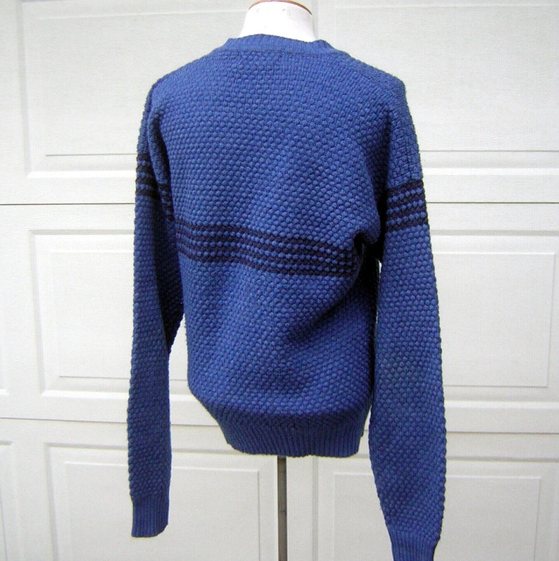 Vintage Blue Sweater 70s Old School Cool McGregor Preppy Unisex V Neck Pullover washable M