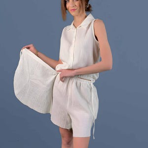 Muslin Summer Set for Women – 2 Piece Outfit with Skort Shorts & Sleeveless Top – Boho Festival Wear – Personalized Gift Idea