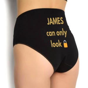 Customized Black High Waisted Women Panties | Cotton briefs for women | Custom Text Briefs Panties | Gift for Her, Funny lingerie women