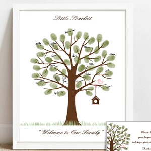Girl Baby Shower Guest Book Boy Babyshower Fingerprint Tree Finger Print Guestbook Personalized Thumbprint Baptism Art PRINTABLE Party Sign