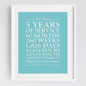 Custom Work Anniversary Gift, 5 Years Thank you Gift for Employee, ANY YEAR Anniversary for Worker Team or Retirement Party Sign, PRINTABLE