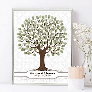 Personalized Wedding Guest Book Alternative, Fingerprint Tree, Custom Thumbprint Tree, Finger Print Guestbook, Bridal Shower Gift PRINTABLE