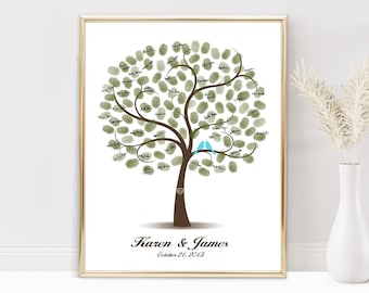 Wedding Guest Book Alternative, Fingerprint Tree Personalized Wedding Tree Digital Print, Custom Guest Book, Printable Fingerprint Guestbook