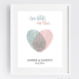Libro de visitas con forma de corazón y huella dactilar Libro de visitas con huella dactilar para bodas Regalo de dama de honor personalizado para novia Regalo de aniversario IMPRIMIBLE Arte de pared digital