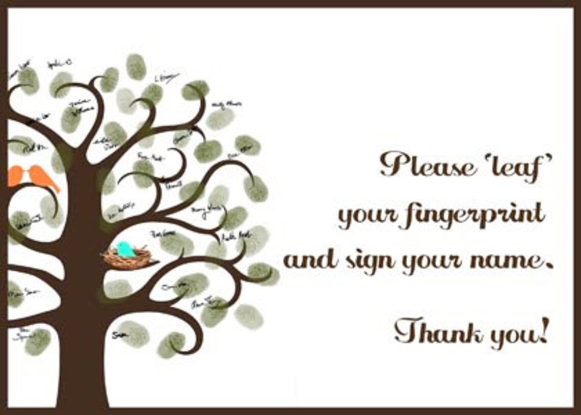 Personalized Fingerprint Baby Shower Tree Guest Book – Multicolored Ink, Keepsake Art
