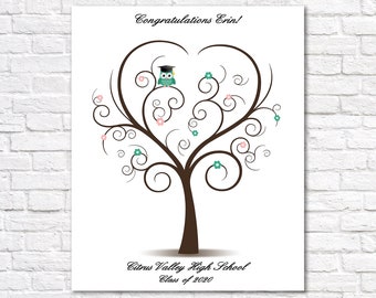 Owl Graduation Gift for Student, Personalized Graduation, End of Year Gift, Fingerprint Tree Kindergarten PRINTABLE Preschool Student Gift