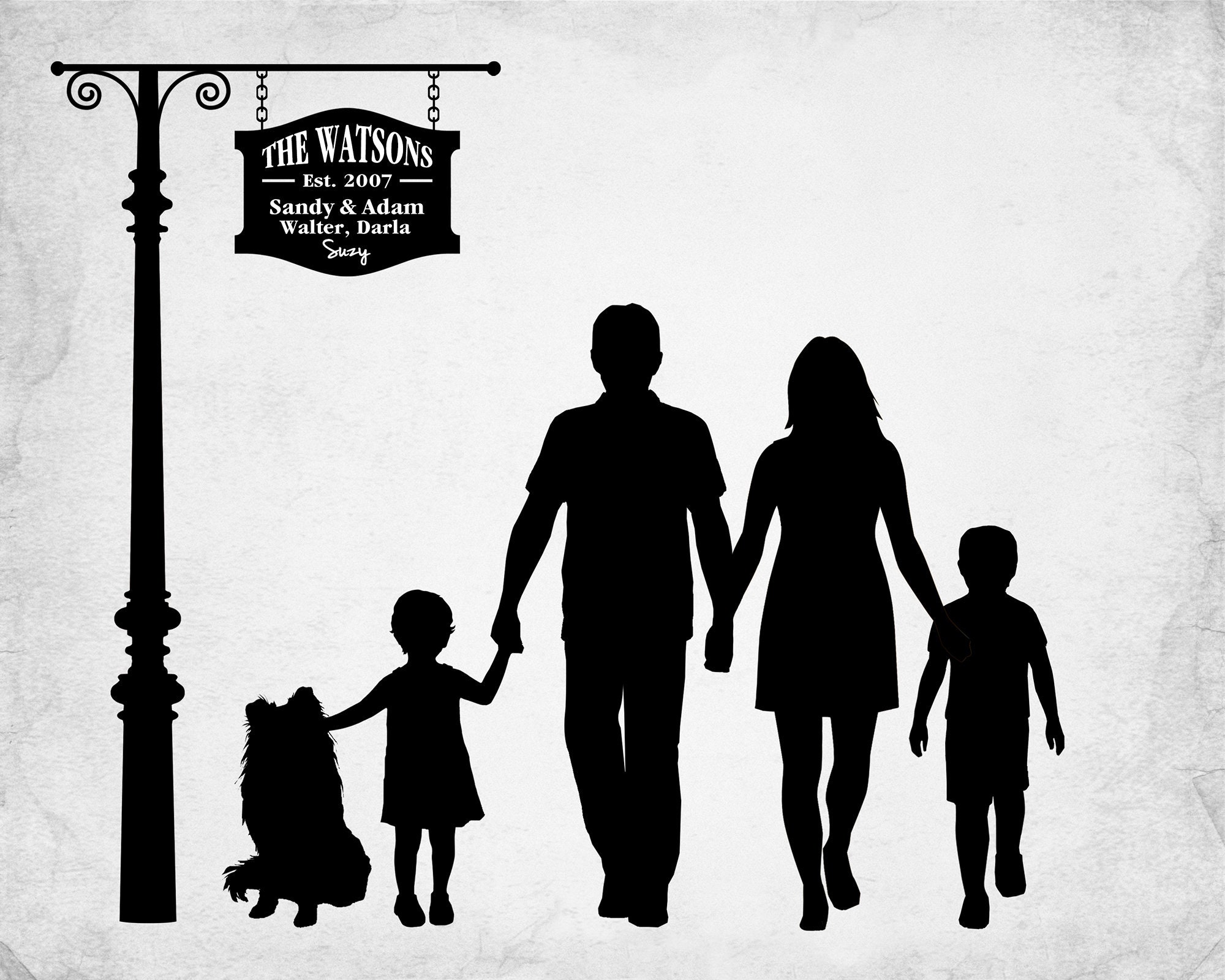 Custom Family Silhouette Art Silhouette Portrait PRINTABLE Etsy