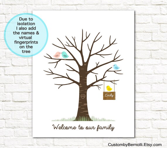 Baby Shower Guest Book Ideas Fingerprint Guest Book Tree With | Etsy