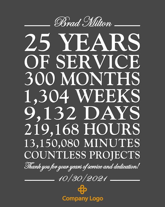 25 Year Work Anniversary Images 25 Year Work Anniversary Gift Personalized 25 Years Of - Etsy 25 Year Work Anniversary Images 25 Year Work Anniversary Gift Personalized 25 Years Of - Etsy