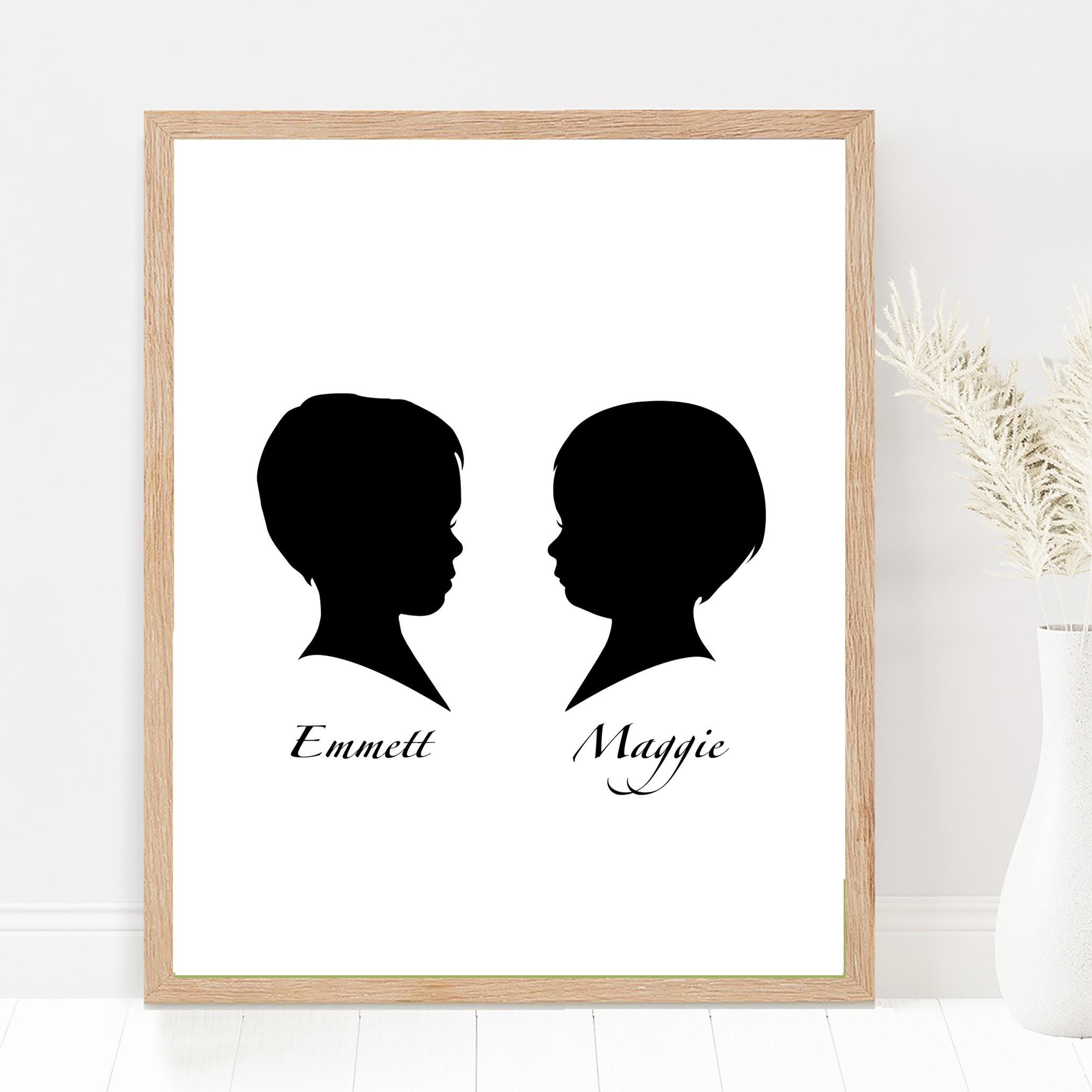 23 Best Gifts for Twin Moms: A Complete Guide 6 Custom Silhouette Portrait Child Silhouette from Photo Personalized…