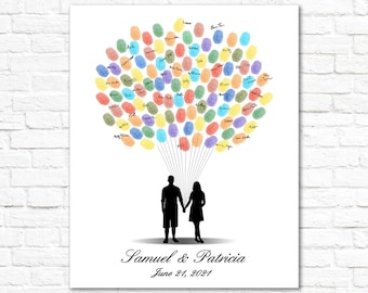 Personalized Wedding Guest Book Alternative, Custom Wedding Guestbook Fingerprint Guest Book Ideas, Thumb Print Gift for Bride, Printable