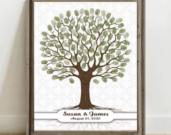 Personalized Wedding Guest Book Alternative, Fingerprint Tree, Custom Thumbprint Tree, Finger Print Guestbook, Bridal Shower Gift PRINTABLE