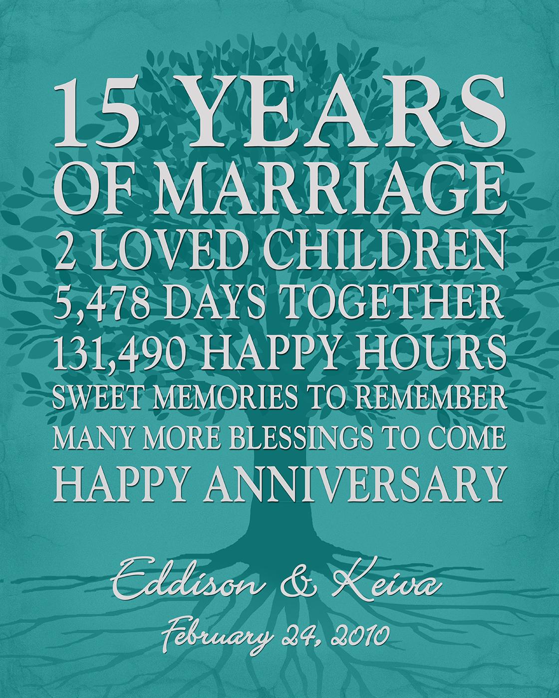 15th Anniversary Gift Idea Personalized 15th or ANY YEAR Wedding