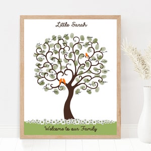 Custom Baby Shower Guest Book Alternative Personalized Thumbprint Babyshower Guestbook Ideas Digital Print Fingerprint Tree Party PRINTABLE