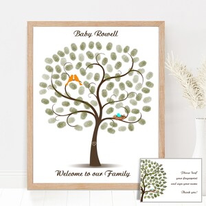 Personalized Baby Shower Guest Book Alternative, Custom Fingerprint Guestbook Thumbprint Finger Print Tree PRINTABLE Party Decor Nursery Art