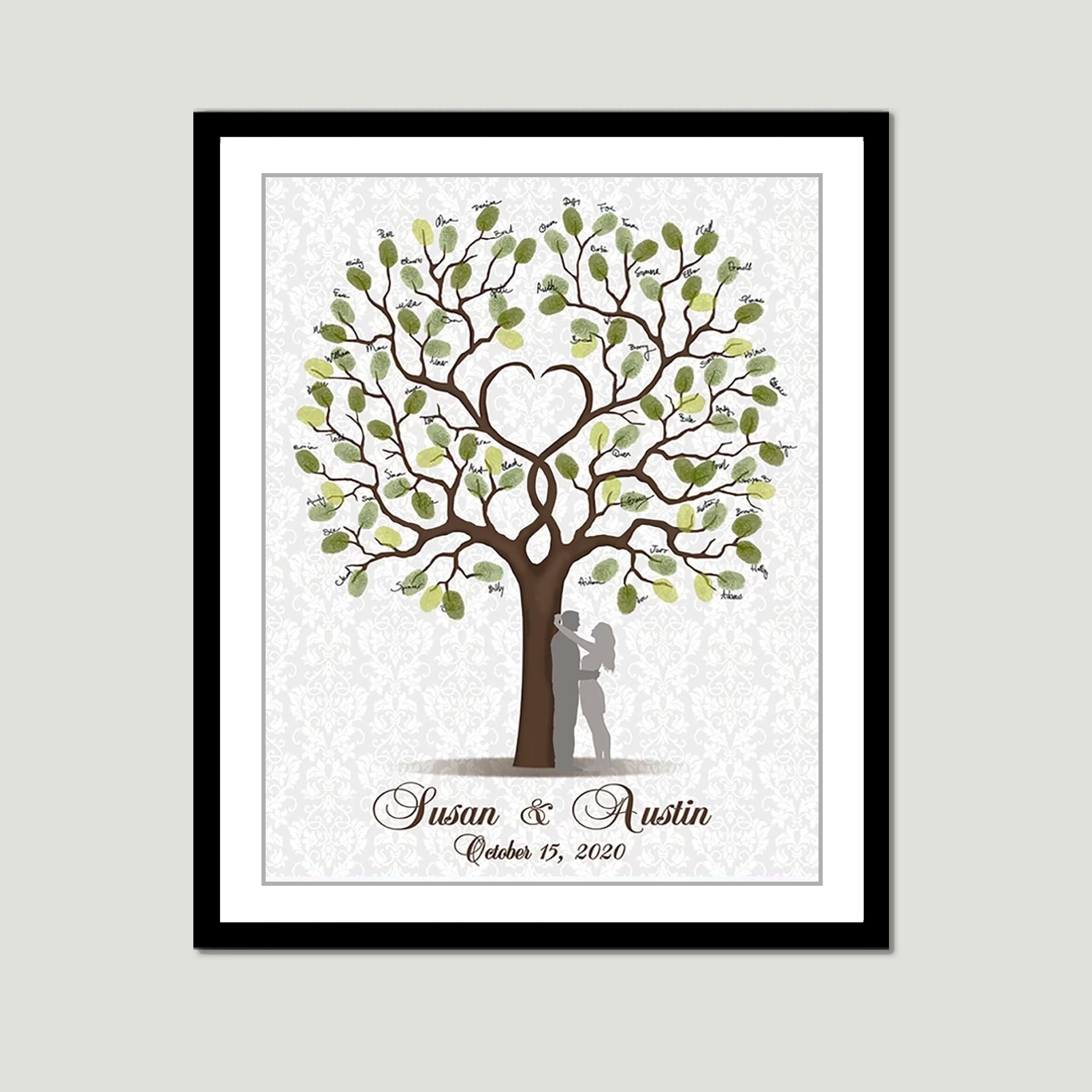 Madyes Tela Per Matrimonio Con Impronte Digitali 50x50 Cm - Libro Ospiti Personalizzato Con Nomi E Data - Regalo Coppia