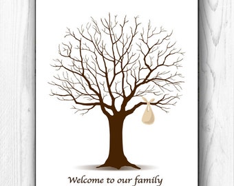 Personalized Baby Shower Guest Book Alternative Fingerprint Tree bundle PRINTABLE Babyshower Thumbprint Guestbook 8x10 & 11x14 EDITABLE Text