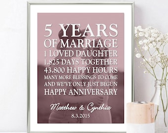 5th Anniversary Gift Your Photo, Personalized 5th Wedding Anniversary Gift for Him, Custom 5 Year or ANY YEAR Anniversary Picture PRINTABLE