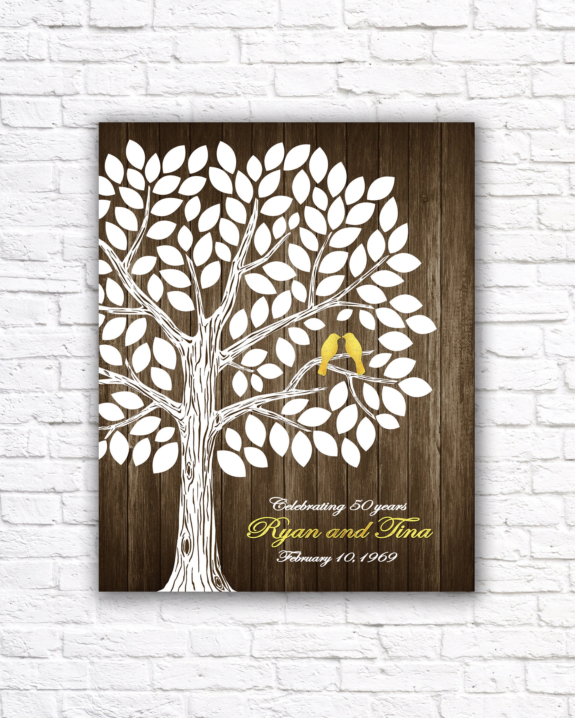 Regalo personalizado del 50 aniversario de bodas de oro, regalo para  padres, impresión enmarcada de árbol genealógico, regalo familiar de oro,  impresión familiar personalizada -  México