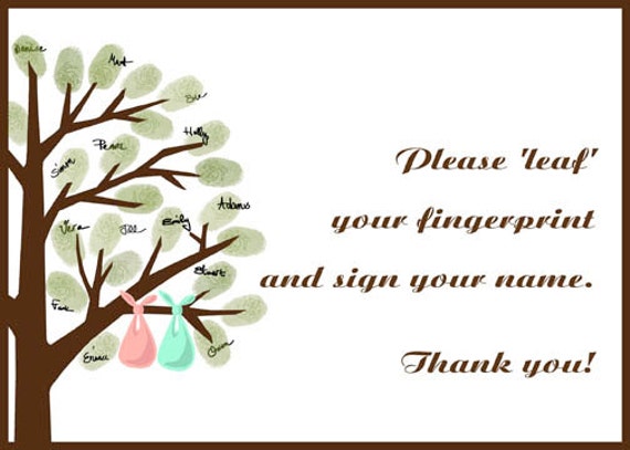 Baby Shower Thumbprint Tree Baby Shower For Twins Alternative Baby
