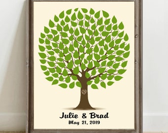 Alternative au livre d’or de mariage, arbre de livre d’or imprimable, cadeau d’anniversaire personnalisé pour la mariée, décor personnalisé de douche nuptiale, signe de fête