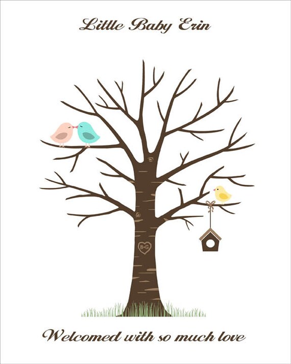 baby shower fingerprint tree thumbprint guestbook