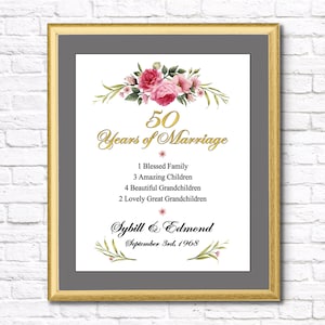 50th anniversary gift PRINTABLE 50th wedding anniversary gift for parents, personalized 50 year anniversary, gold wedding anniversary sign