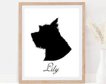 Custom Dog Silhouette From Photo, Gift for Dog Mom Dad, Personalized Dog Art, Dog Cat Portrait, Printable Pet Silhouette Gift for Dog Lovers