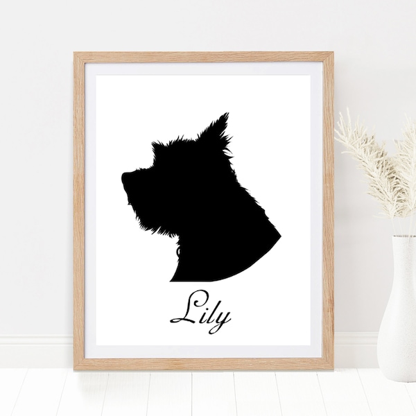 Custom Dog Silhouette From Photo, Gift for Dog Mom Dad, Personalized Dog Art, Dog Cat Portrait, Printable Pet Silhouette Gift for Dog Lovers