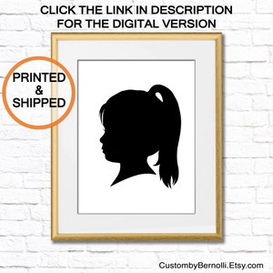 Custom Silhouette PRINT From Photo, Child Silhouette Poster, Personalized Silhouette Gift for Mom, Mother, Kid Baby Boy Girl Profile Picture