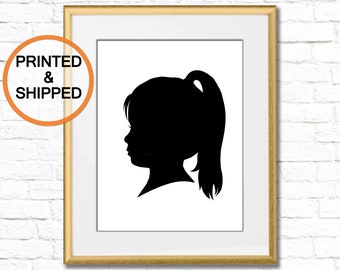 Custom Silhouette PRINT From Photo, Child Silhouette Poster, Personalized Silhouette Gift for Mom, Mother, Kid Baby Boy Girl Profile Picture