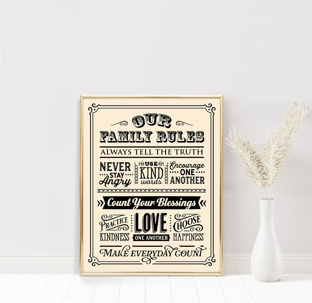 Our Family Rules Wall Art PRINTABLE Poster Our House Rules Etsy