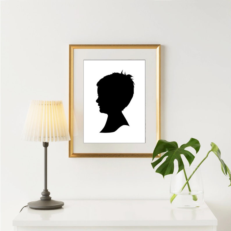 Custom Silhouette Portrait From Photo, Child Silhouette Print, Personalized Gift for Mom, Printable Family Silhouette Picture, Kid Profile image 7