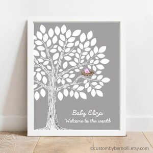Personalized Baby Shower Guest Book Alternative, Custom Babyshower Guestbook Tree Printable Wall Art, Girl Boy Gender Neutral, Digital Print