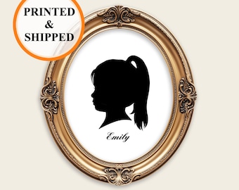 Custom Silhouette PRINT From Photo, Child Silhouette Poster, Personalized Silhouette Gift for Mom, Mother, Kid Baby Profile Picture Wall Art