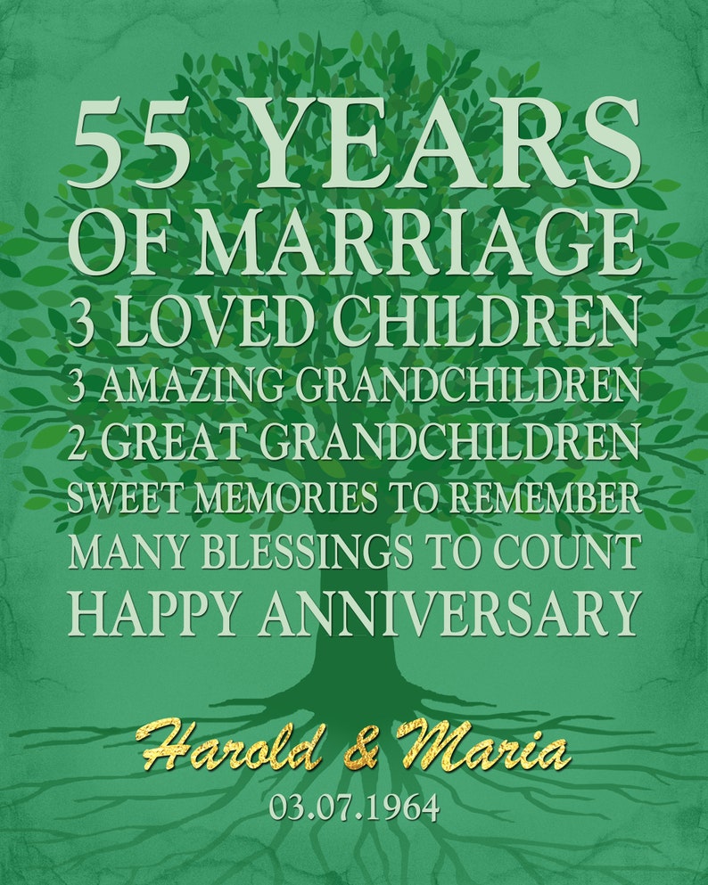 55th anniversary gift 55 years anniversary personalized | Etsy
