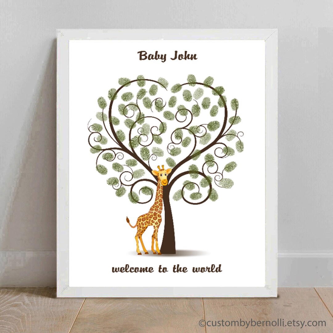 Giraffe Baby Shower Guest Book Alternative Custom Safari Babyshower ...