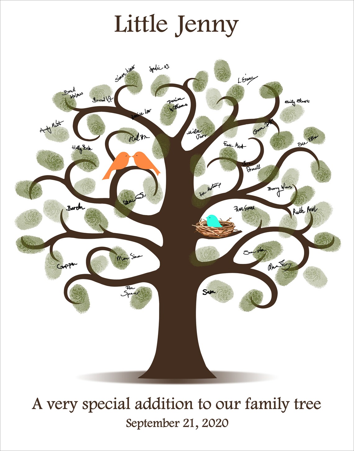 Personalized Baby Shower Guest Book PRINTABLE Fingerprint Tree | Etsy