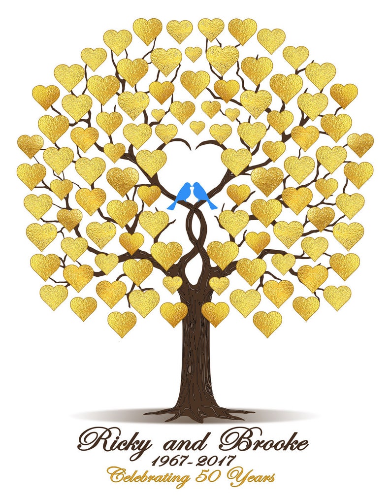 50th Anniversary Gift 50th Wedding Guestbook Personalized Gold Anniversary Gold Wedding Guest Book Anniversary Tree DIGITAL PRINTABLE FILE