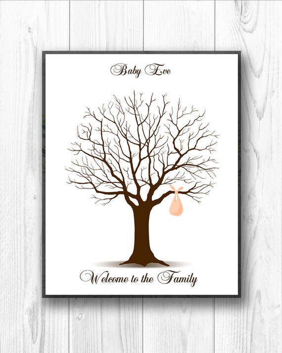 Baby Shower Guest Book Fingerprint Tree Personalized Baby Etsy Baby Shower Guest Book Fingerprint Tree Personalized Baby Etsy