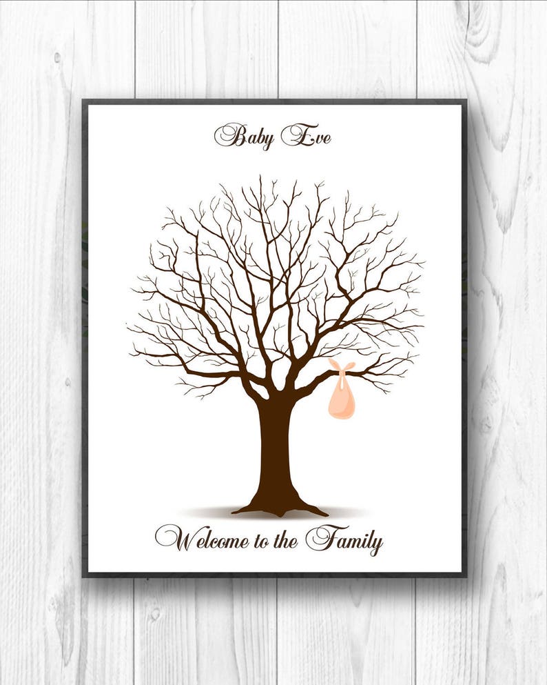 Baby Shower Guest Book Fingerprint Tree Personalized Image 0
