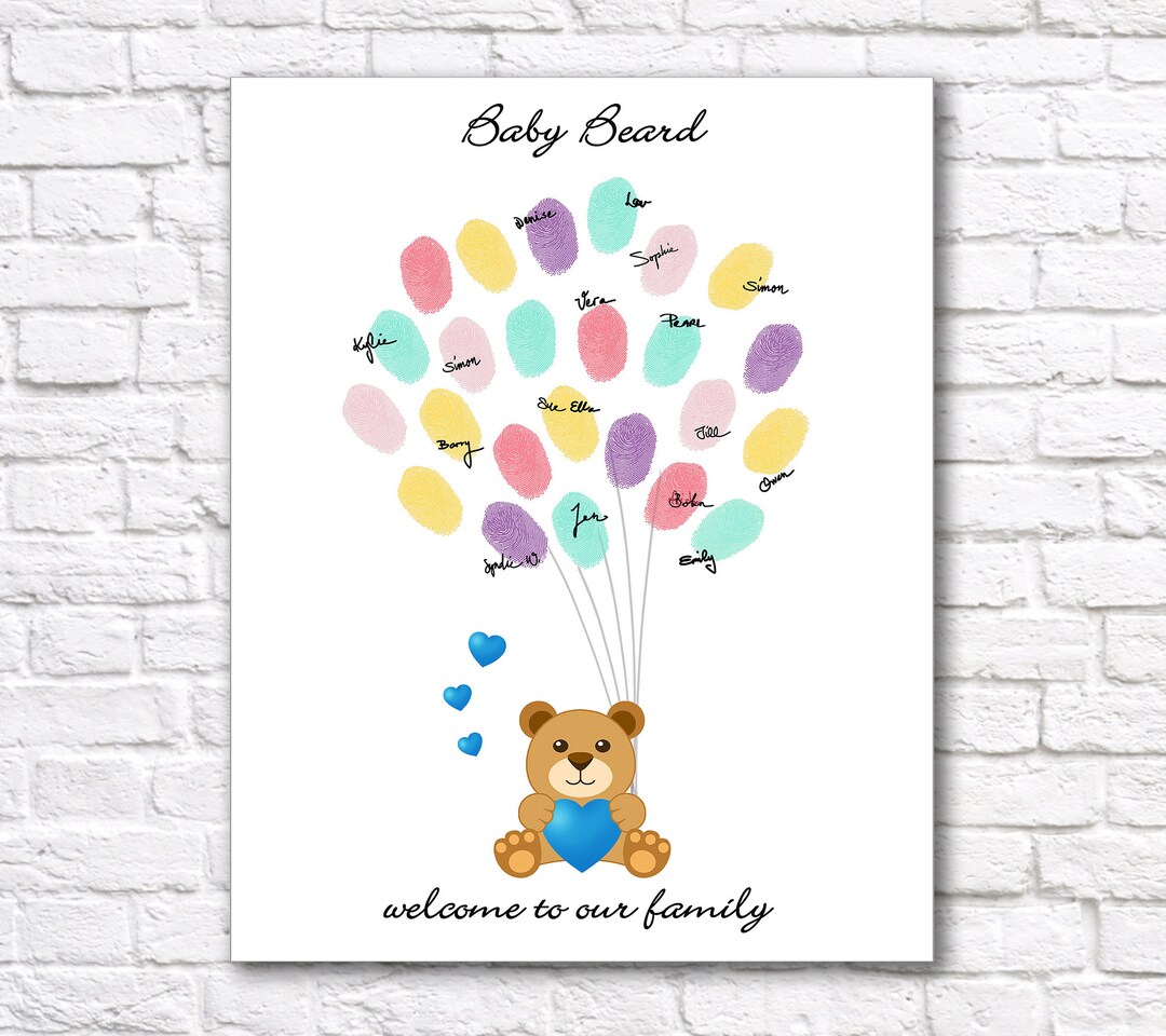 UBLURO Babyparty Gästebuch – Fingerabdruck-Baum Auf Leinwand, Mit Stempelkissen
