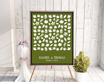 Wedding Guest Book Alternative, Custom Guestbook Tree Leaves,  Personalized Wedding Sign Bridal Shower Party Decoration Bride Gift PRINTABLE