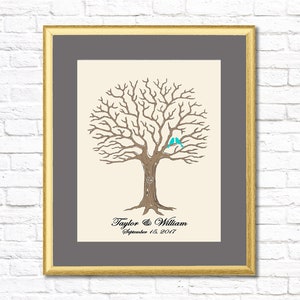 Alternativa de livro de visitas de casamento personalizado, livro de visitas de impressão digital personalizado para impressão digital, ideias para presentes de noiva com impressão digital, arte de parede de árvore com impressão digital