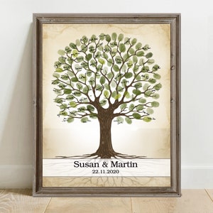 Personalized Wedding Guest Book Alternative Fingerprint Tree Custom Thumbprint Guestbook Printable Wall Artt Thumb Print Wedding Party Decor