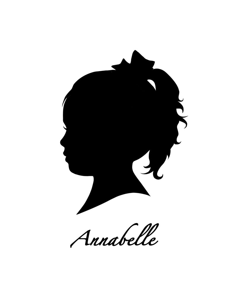 Custom Silhouette Portrait From Photo, Child Silhouette Print, Personalized Gift for Mom, Printable Family Silhouette Picture, Kid Profile image 4
