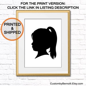 Custom Silhouette Portrait From Photo, Child Silhouette Print, Personalized Gift for Mom, Printable Family Silhouette Picture, Kid Profile image 2