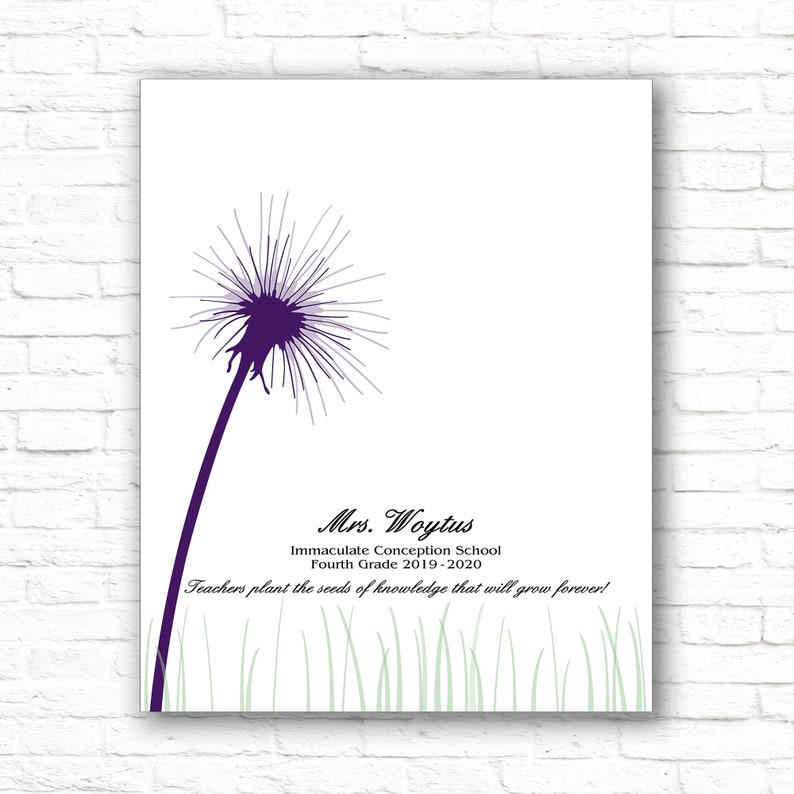 Personalized Teacher Appreciation Gift for Teacher Thank You Dandelion ...