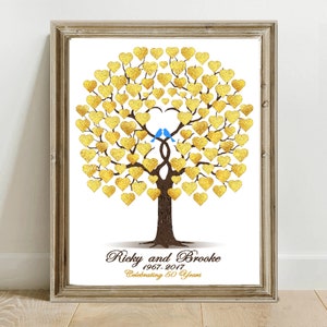 Personalized 50th Anniversary Gifts for Parents, 50th Wedding Anniversary Gift PRINTABLE 50th or ANY YEAR Anniversary Guest Book Gold Hearts