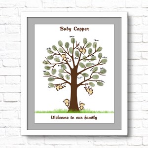 Custom Monkey Baby Shower Guest Book Personalized Fingerprint Guestbook ...